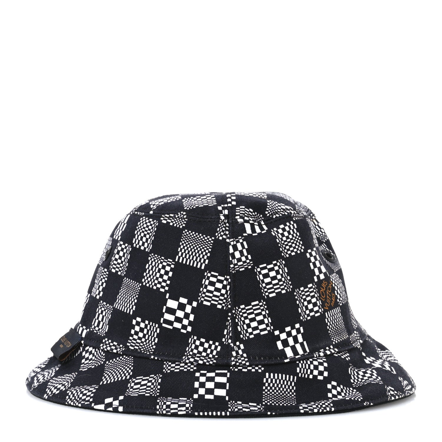 Louis Vuitton Cotton Damier Distorted Reversible Bucket Hat Black 5 of 15