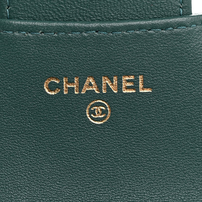Chanel Lambskin Quilted Top Handle Flap Coin Purse With Chain Green 6 of 12