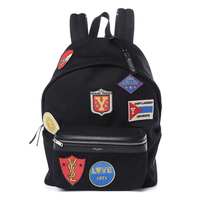 Saint Laurent Twill Patches City Backpack Black 1 of 8