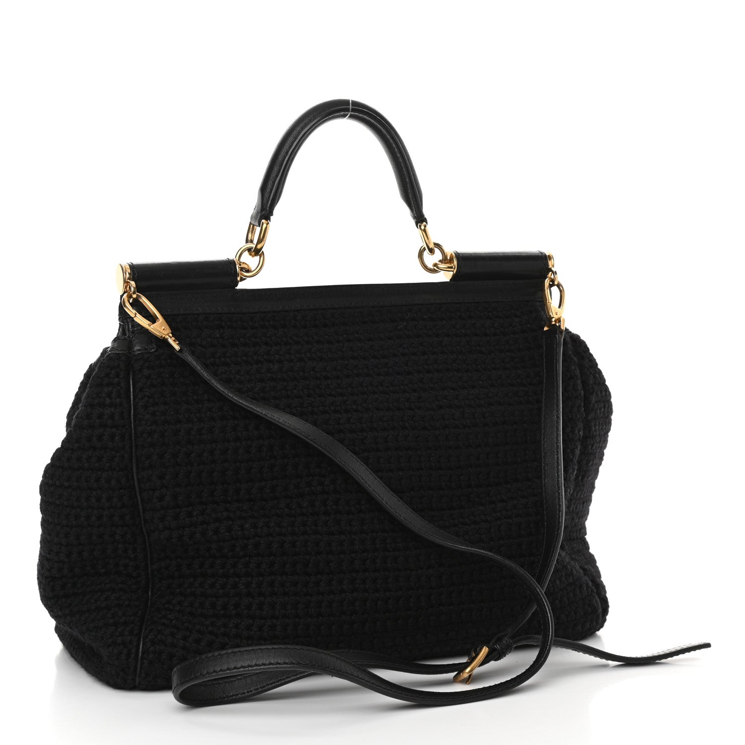 Dolce & Gabbana Crochet Embroidered Floral Leopard Print Miss Sicily Top Handle Flap Black Multicolor 3 of 14