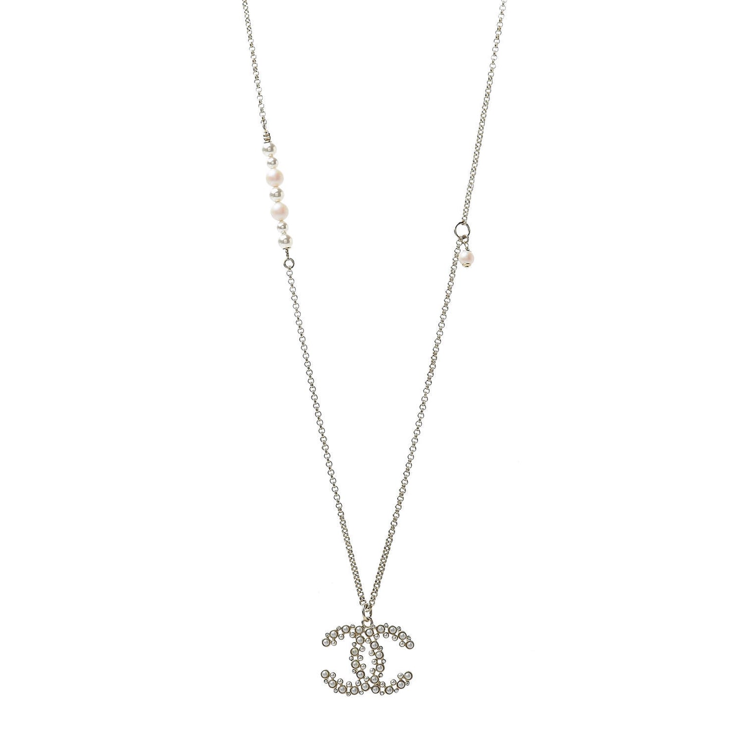 Crystal Pearl Snow Splash CC Pendant Necklace Gold