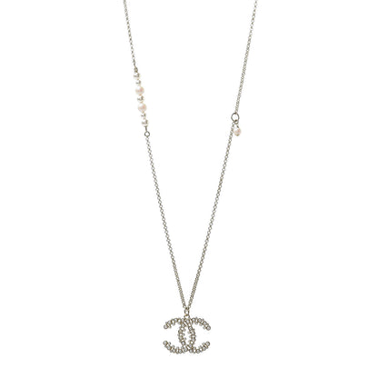 Chanel Crystal Pearl Snow Splash CC Pendant Necklace Gold 1 of 5