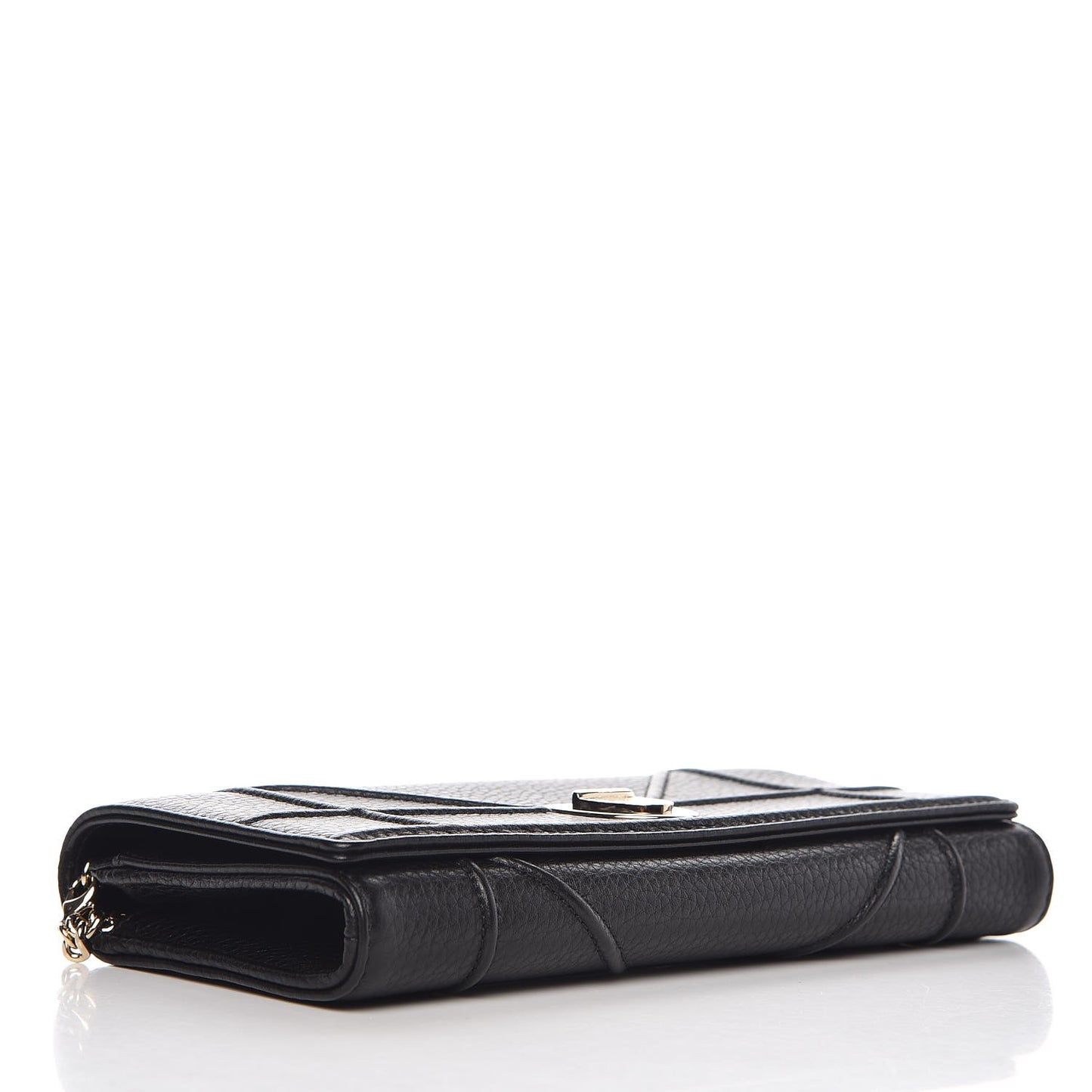 Grained Calfskin Diorama Croisiere Chain Wallet Black