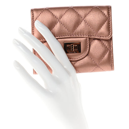 Chanel Metallic Calfskin Quilted Reissue Flap Card Holder Wallet Copper Pink 2 of 8