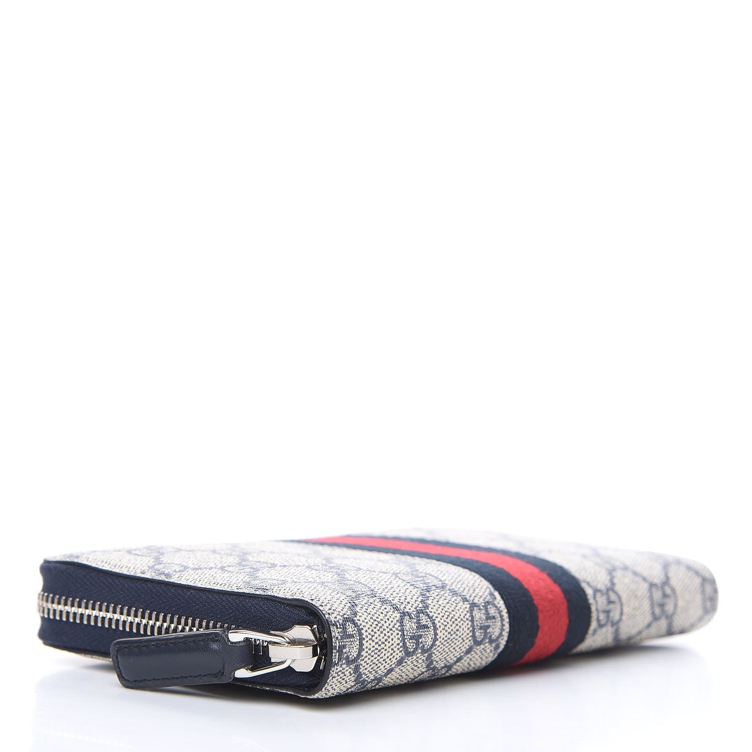 Gucci GG Supreme Monogram Web Zip Around Wallet Beige Blue 4 of 7