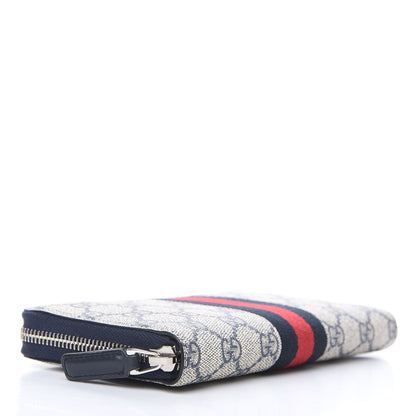 Gucci GG Supreme Monogram Web Zip Around Wallet Beige Blue 4 of 7