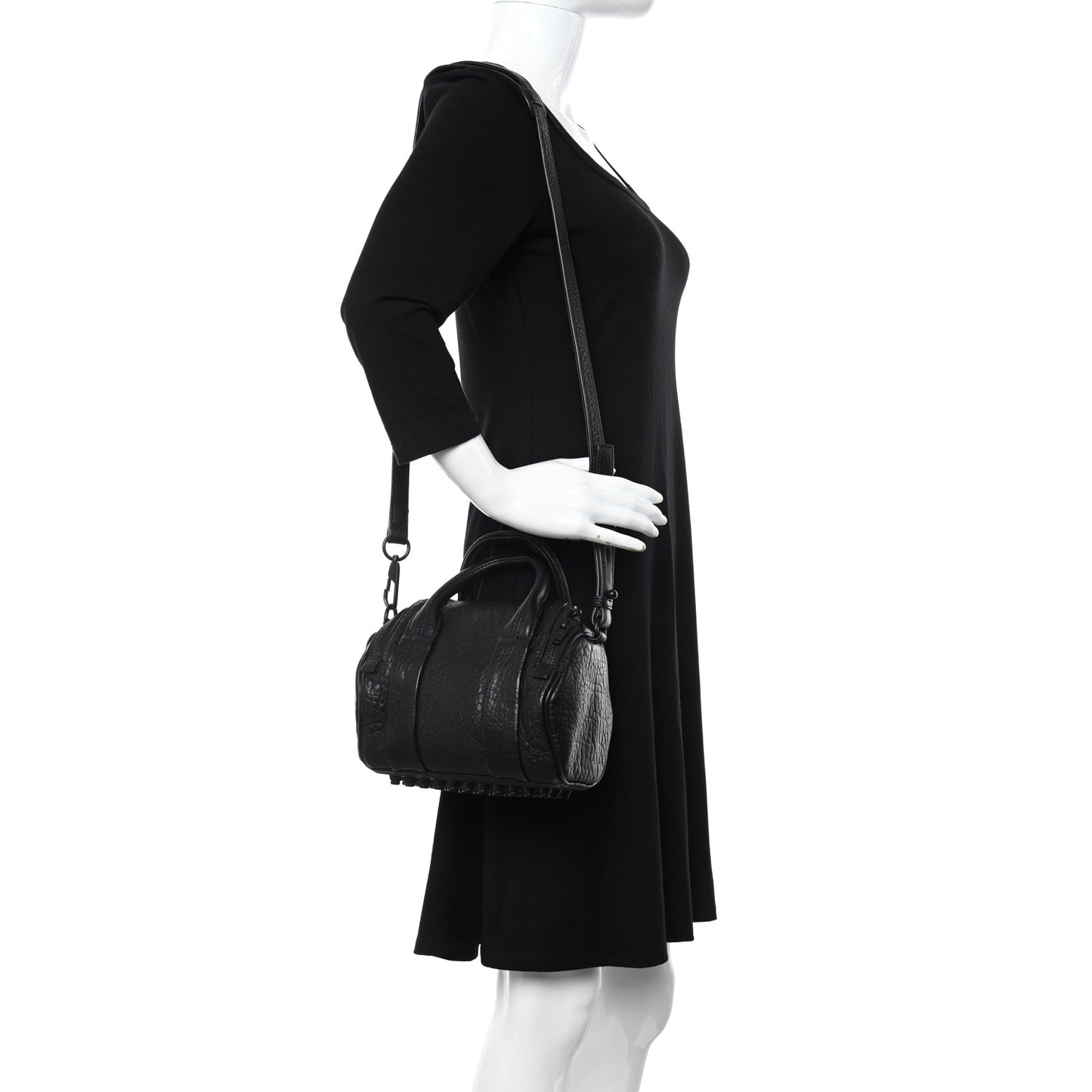 Pebbled Lambskin Mini Rockie Black Matte Black Hardware