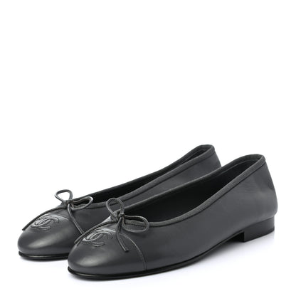 Chanel Lambskin Cap Toe Ballerina Flats 35.5 Grey 3 of 8