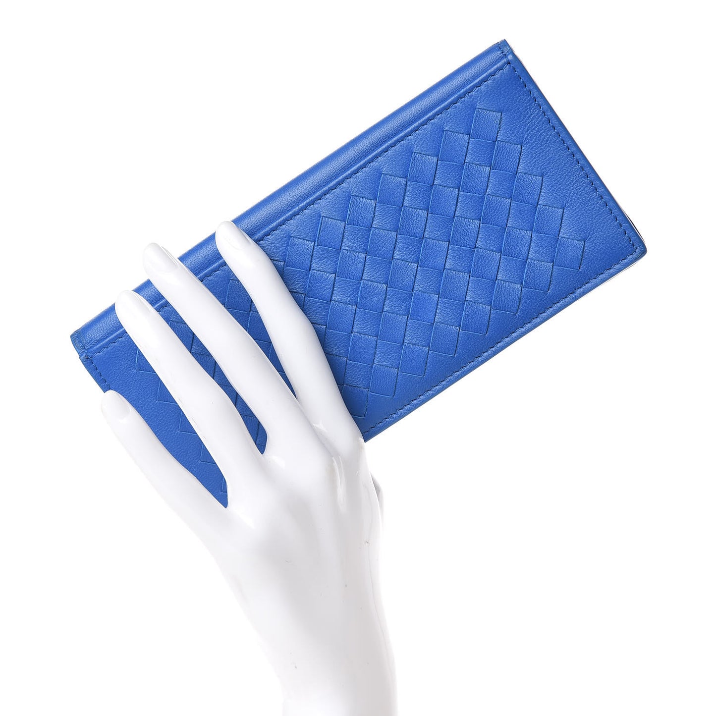 Nappa Intrecciato Long Bi-Fold Wallet Signal Blue