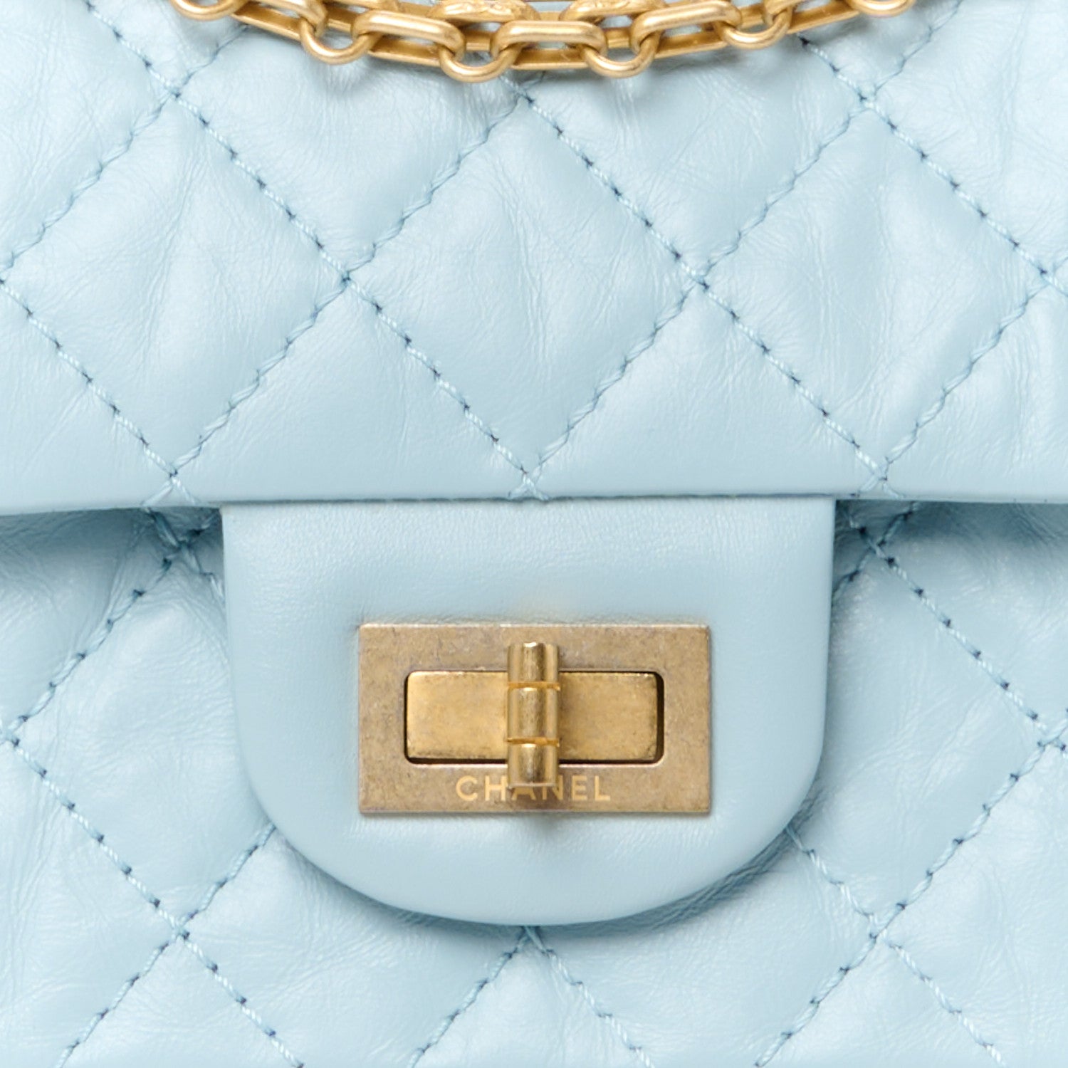 Chanel Aged Calfskin Quilted 2.55 Reissue 225 Flap Light Blue 8 of 10