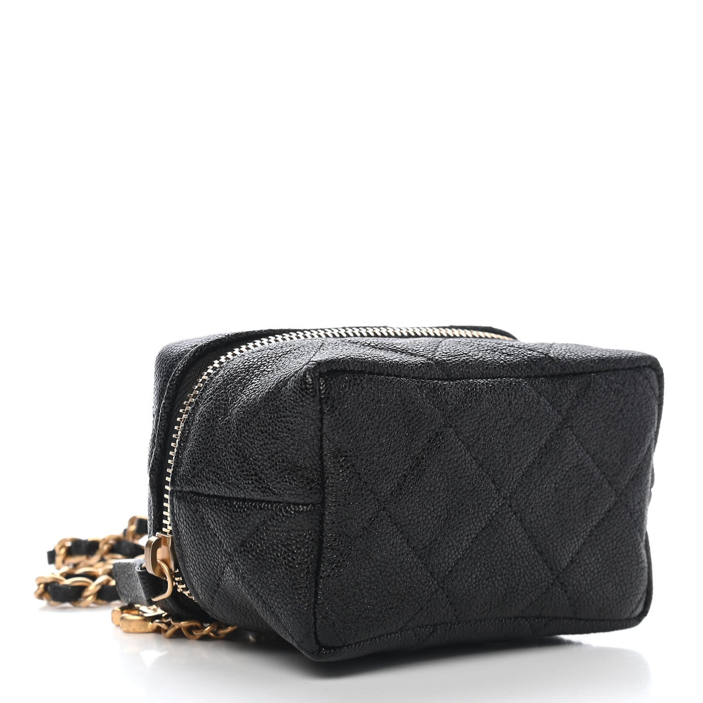 Caviar Quilted Mini Top Handle Vanity With Chain Black