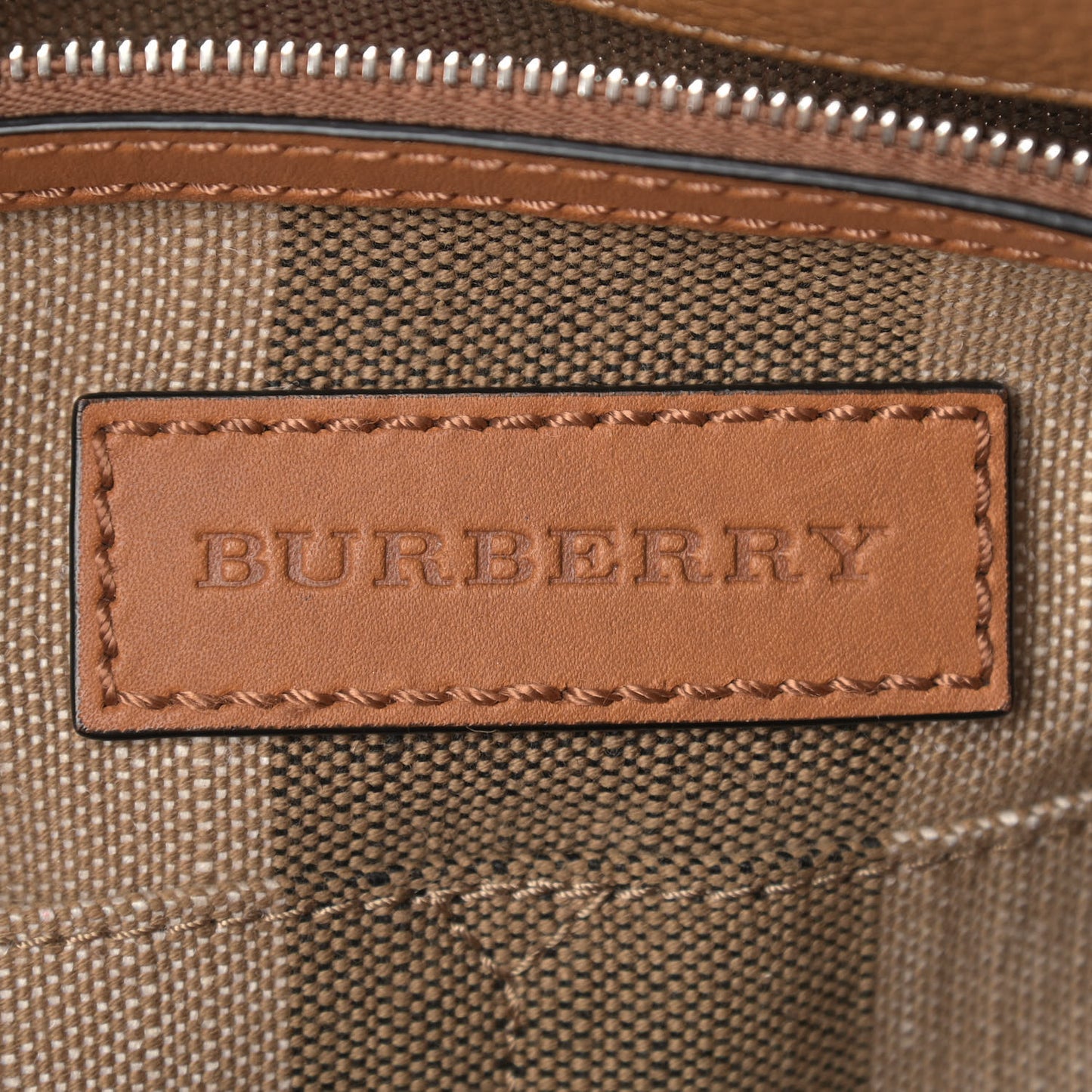 Grainy Calfskin Canvas Mega Check Medium Ashby Tassel Hobo Saddle Brown