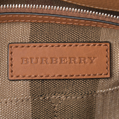 Burberry Grainy Calfskin Canvas Mega Check Medium Ashby Tassel Hobo Saddle Brown 7 of 16