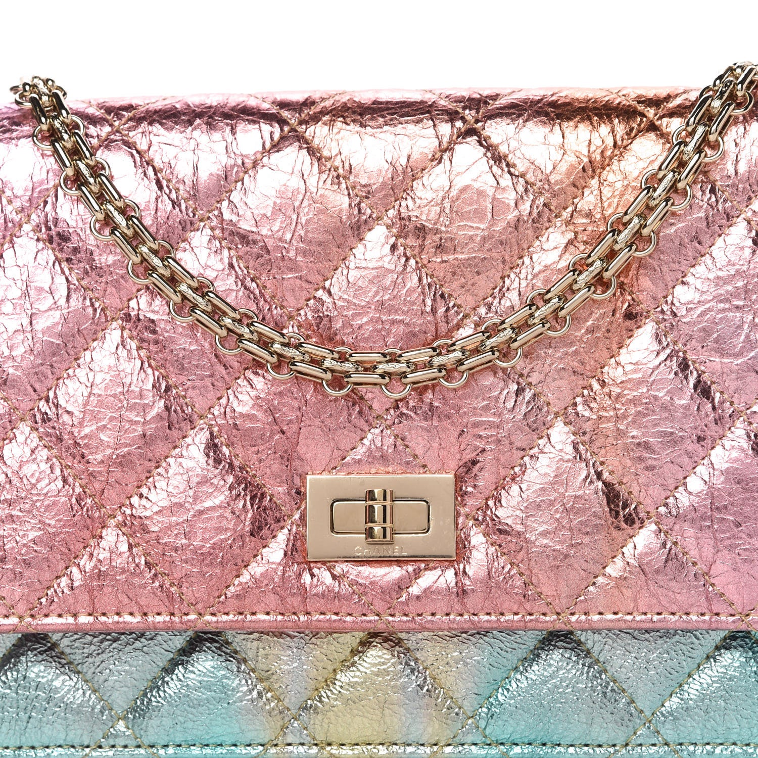 Chanel Metallic Goatskin Quilted 2.55 Reissue Wallet on Chain WOC Multicolor 11 of 11