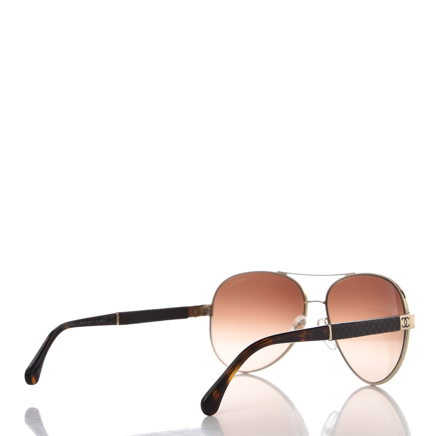 Lambskin Quilted CC Aviator Sunglasses 4195-Q Brown Gold