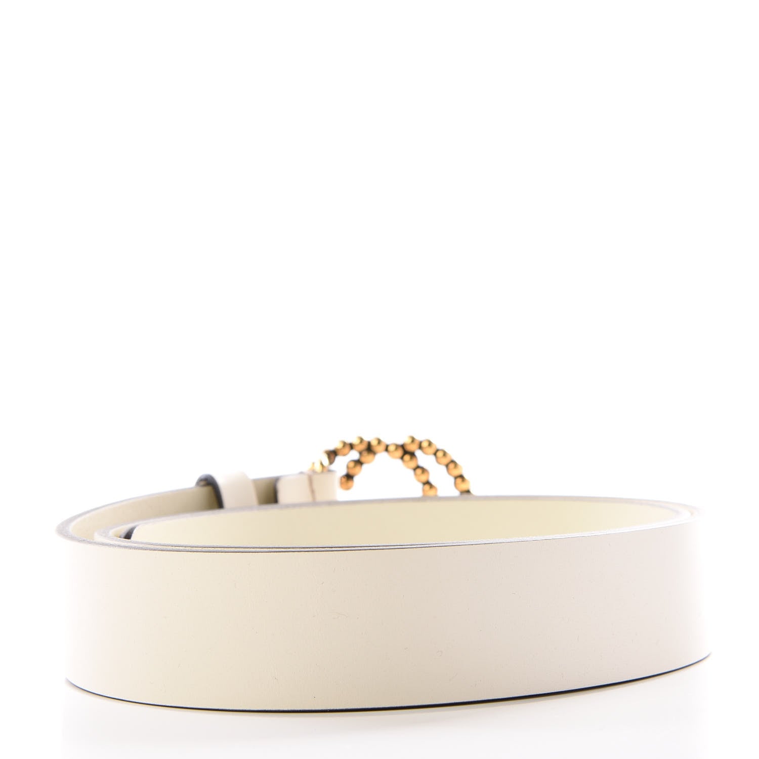 Gucci Margaux Calfskin Studded Interlocking G 30mm Belt 80 32 Mystic White 2 of 5