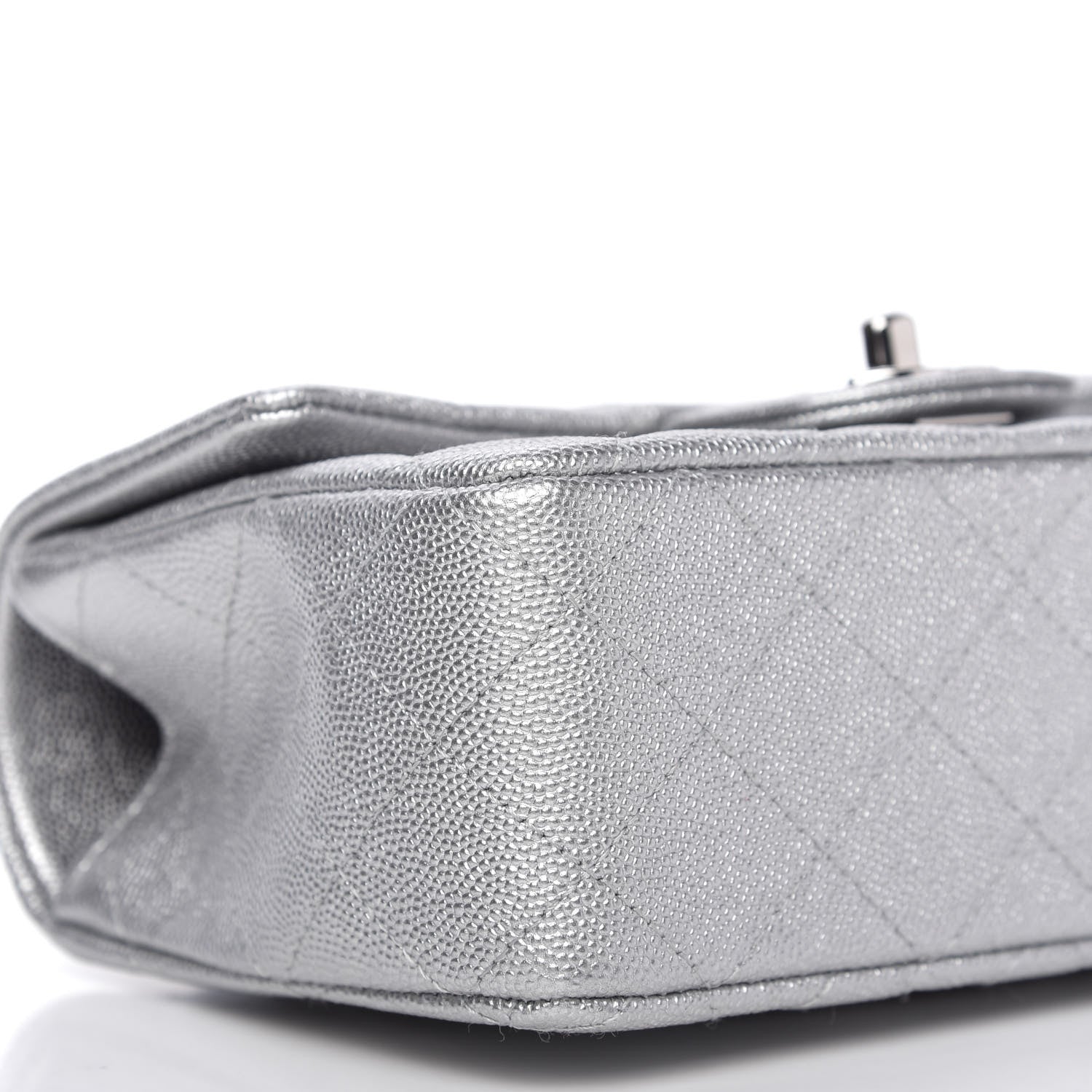 Chanel Metallic Caviar Quilted Mini Top Handle Rectangular Flap Silver 6 of 11