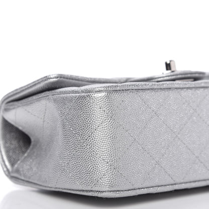 Chanel Metallic Caviar Quilted Mini Top Handle Rectangular Flap Silver 6 of 11