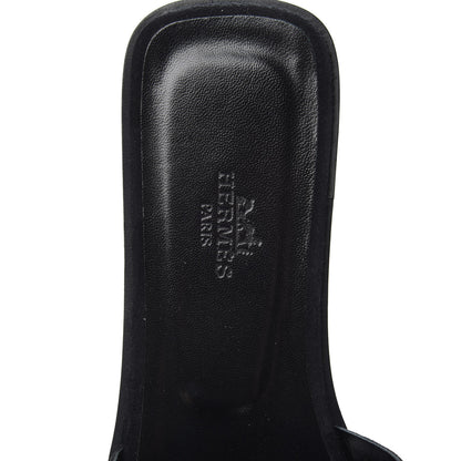 Hermes Suede Goatskin Crystal Powder Oran Sandals 38.5 Black 6 of 10