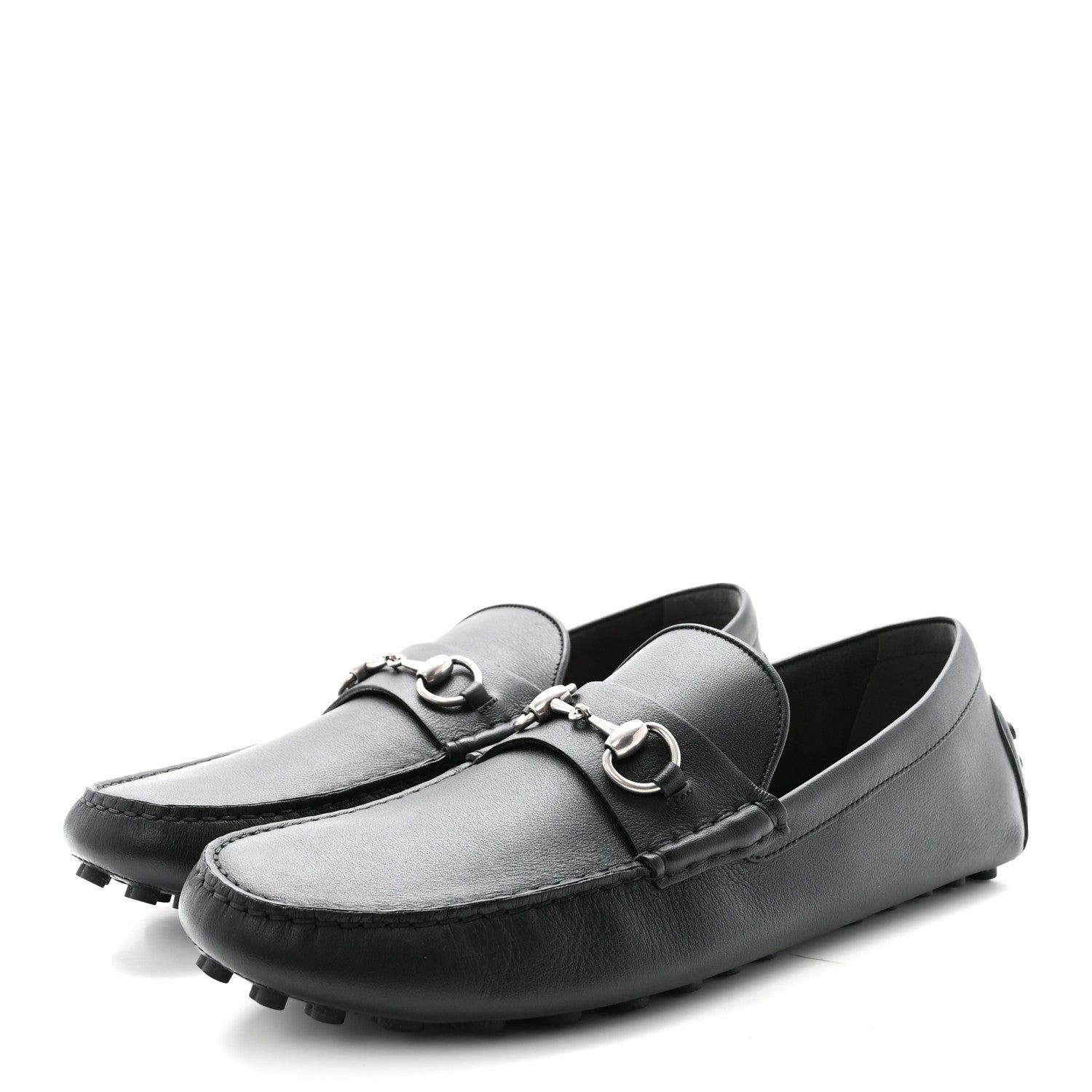 Gucci Soft Clove Calfskin Mens Horsebit Driver Loafers 11 Black 4 of 10