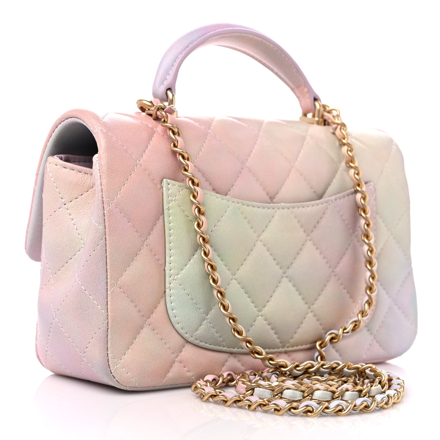 Lambskin Quilted Ombre Mini Top Handle Rectangular Flap Pink Multicolor