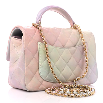 Chanel Lambskin Quilted Ombre Mini Top Handle Rectangular Flap Pink Multicolor 2 of 9