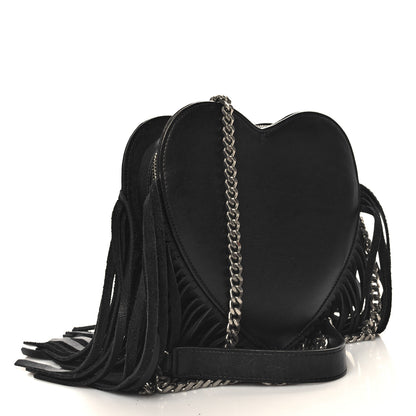 Saint Laurent Calfskin Fringe Small Monogram Love Shoulder Bag Black 2 of 10