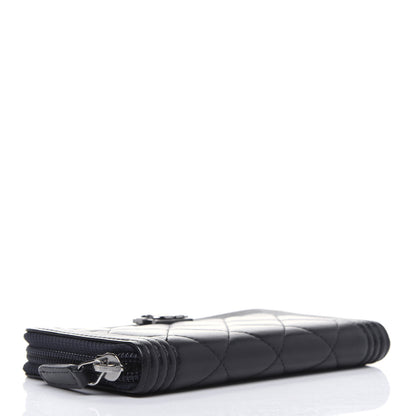 Chanel Lambskin Quilted Small Boy Zip Around Wallet Navy 4 of 13