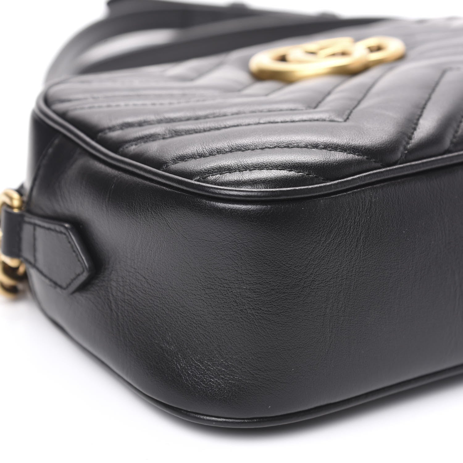 Gucci Calfskin Matelasse Small GG Marmont Chain Shoulder Bag Black 10 of 12