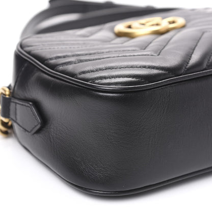 Gucci Calfskin Matelasse Small GG Marmont Chain Shoulder Bag Black 10 of 12