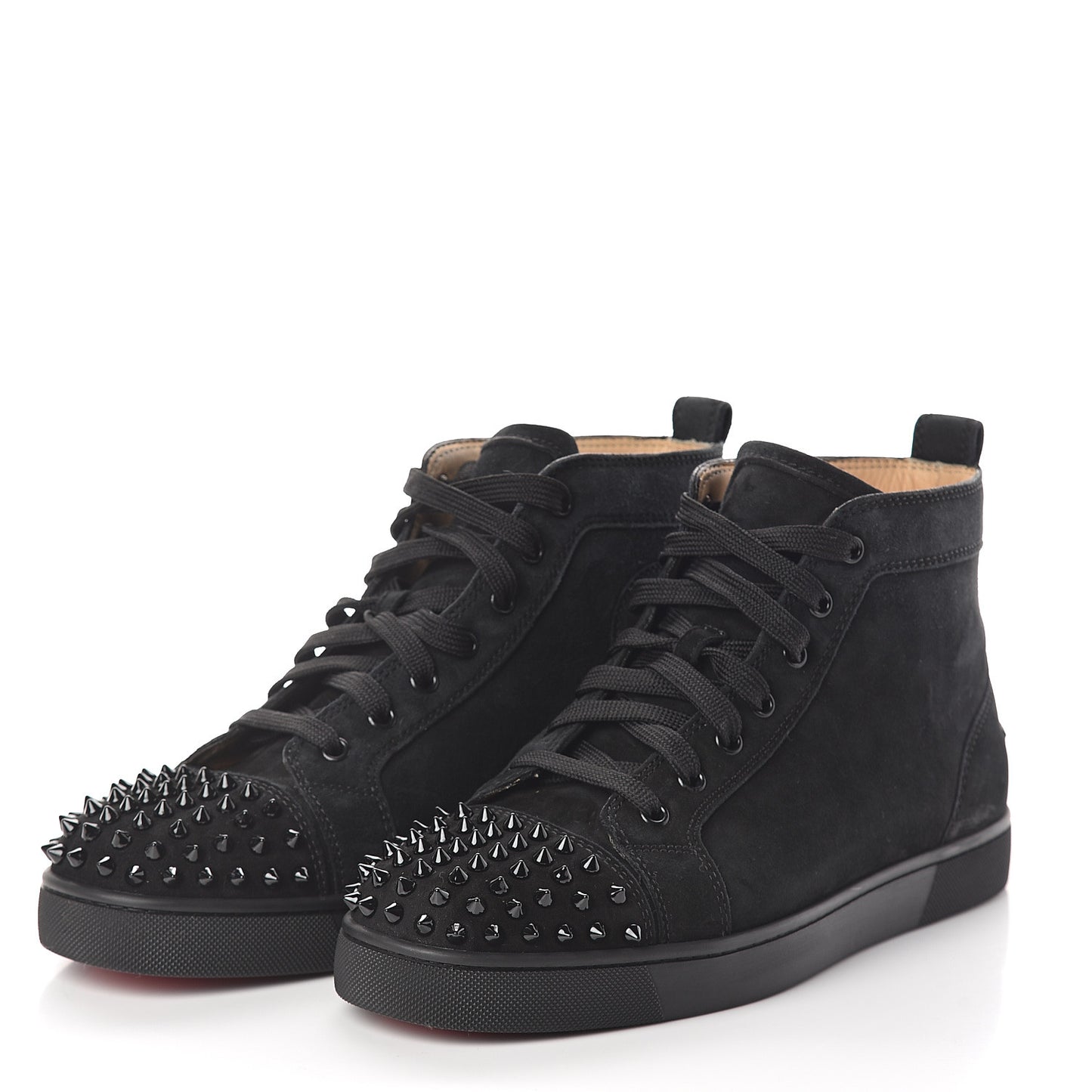 Suede Womens Louis Spikes Flat Sneakers 41.5 Black