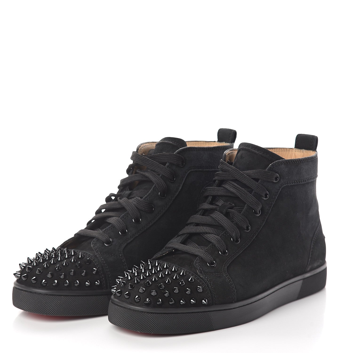 Christian Louboutin Suede Womens Louis Spikes Flat Sneakers 41.5 Black 3 of 7