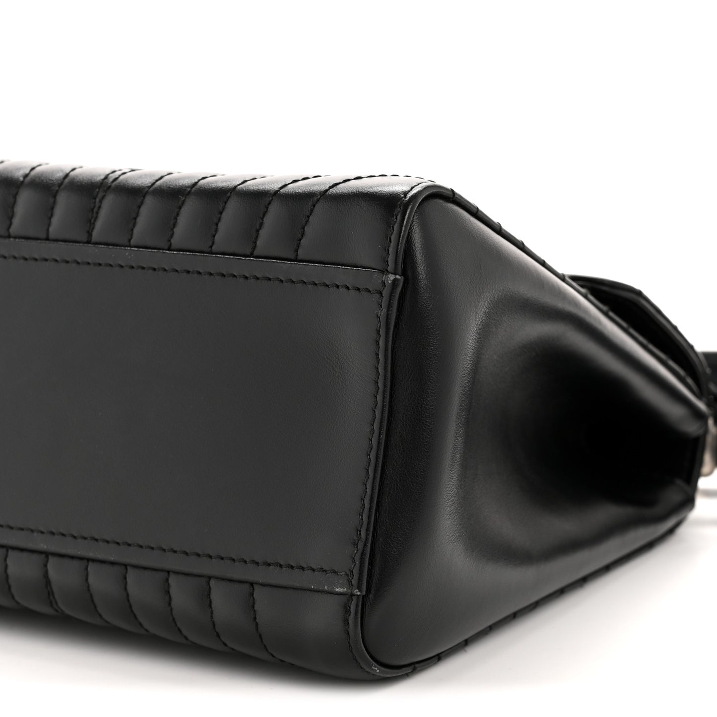 Soft Calfskin Impunture Diagramme Flap Top Handle Bag Black