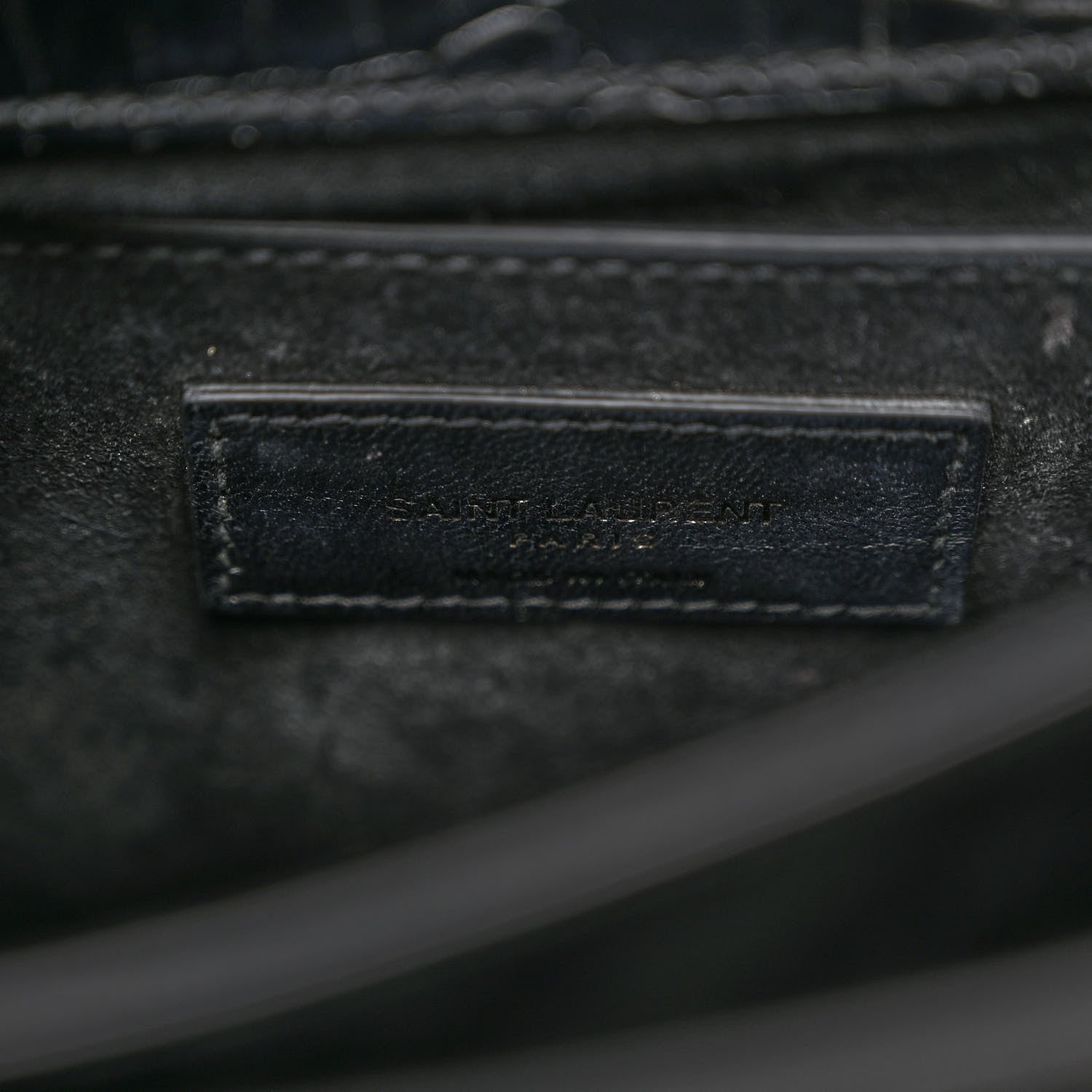 Saint Laurent Calfskin Crocodile Embossed Medium Monochrome Monogram Sunset Black 6 of 11