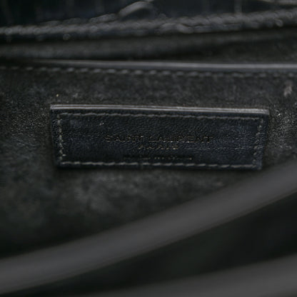Saint Laurent Calfskin Crocodile Embossed Medium Monochrome Monogram Sunset Black 6 of 11