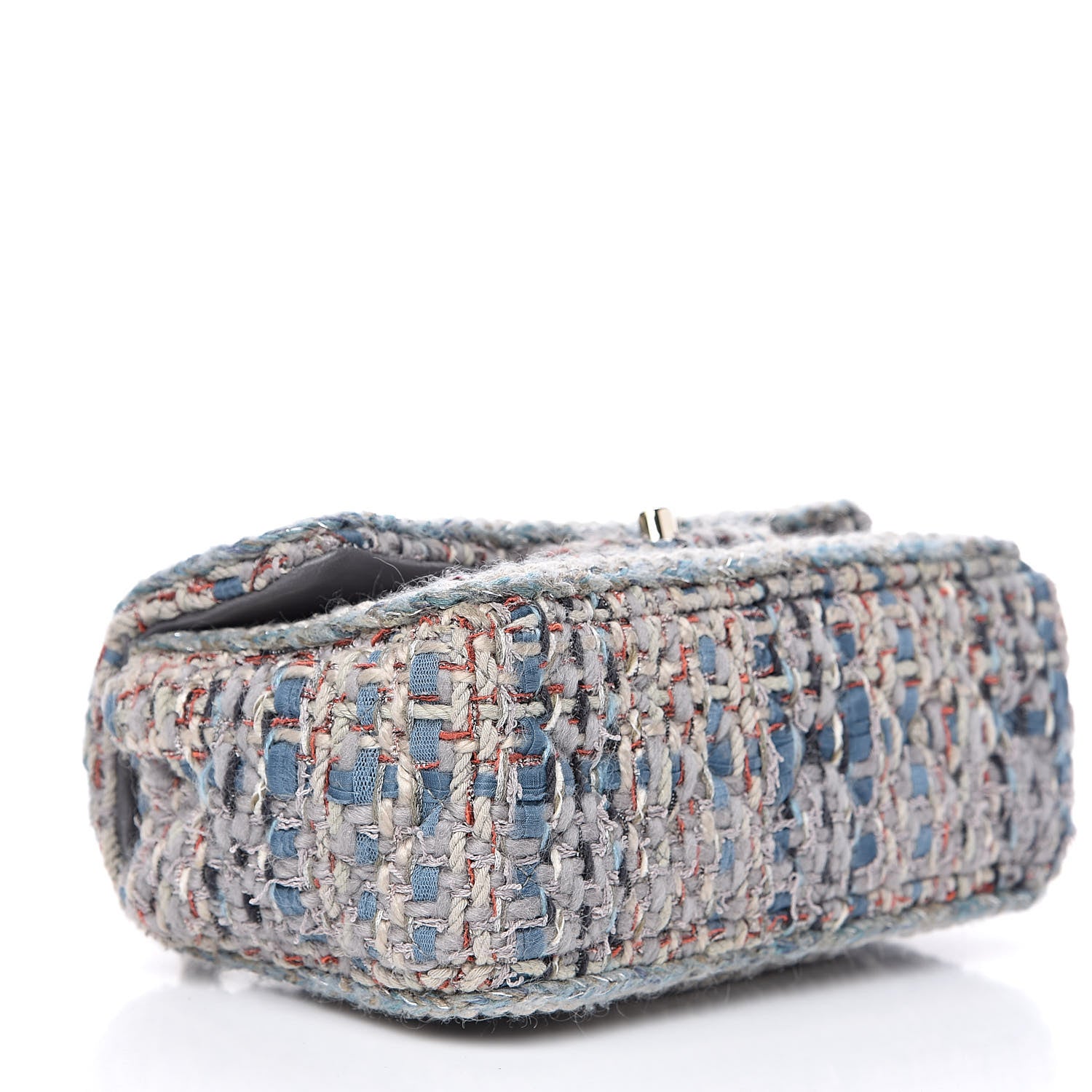 Chanel Tweed Quilted Mini Square Flap Bag Blue 4 of 11