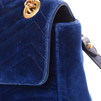 Gucci Velvet Matelasse Medium GG Marmont Shoulder Bag Cobalt Blue 13 of 20