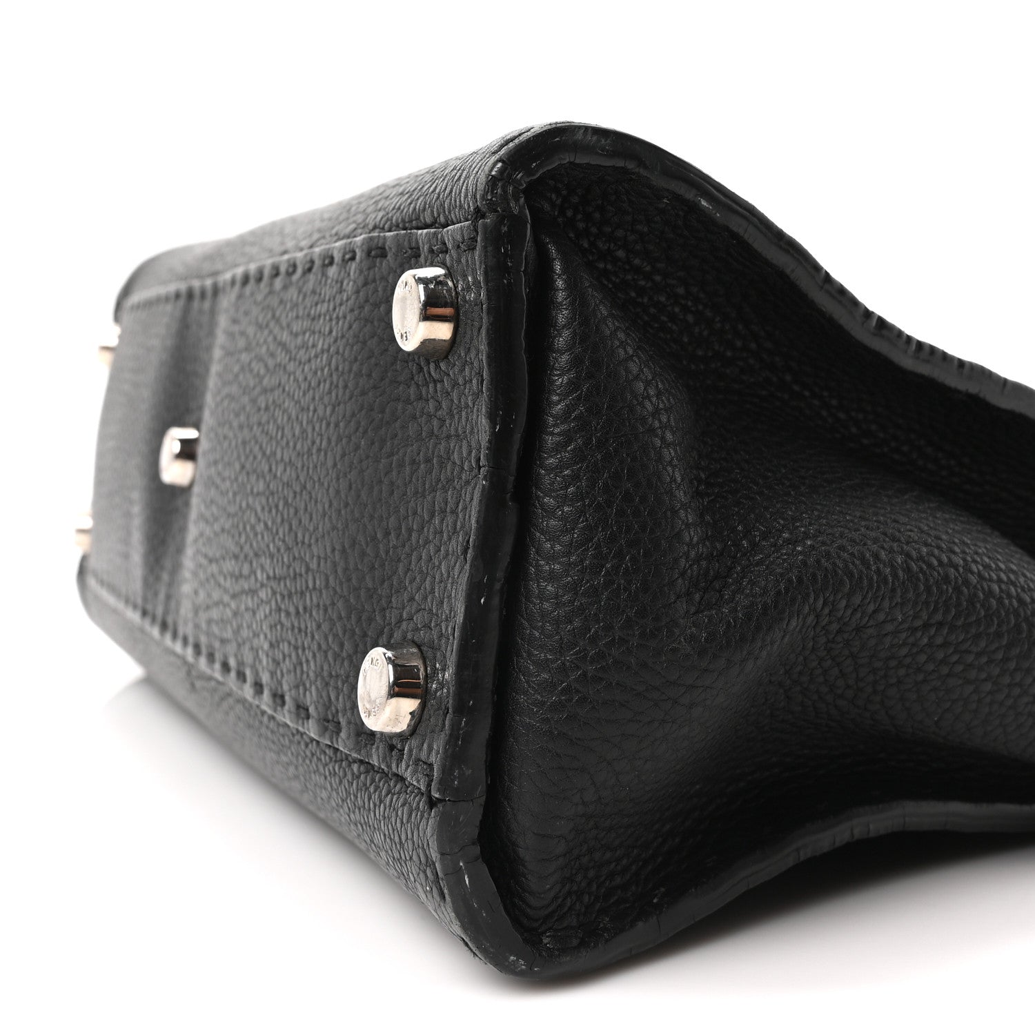 Fendi Cuoio Romano Selleria Bi-Color Medium Peekaboo Iconic Satchel Black Mou 9 of 9