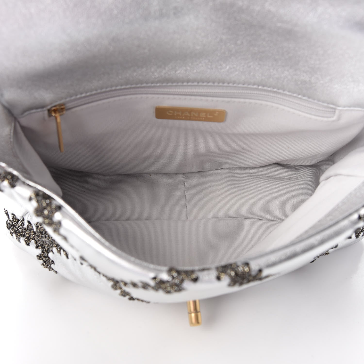 Chanel Metallic Calfskin Crochet Medium Chanel 19 Flap Silver 4 of 8
