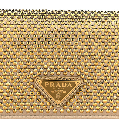 Prada Satin Crystal Metal Triangle Logo Card Holder With Strap Platino 7 of 11