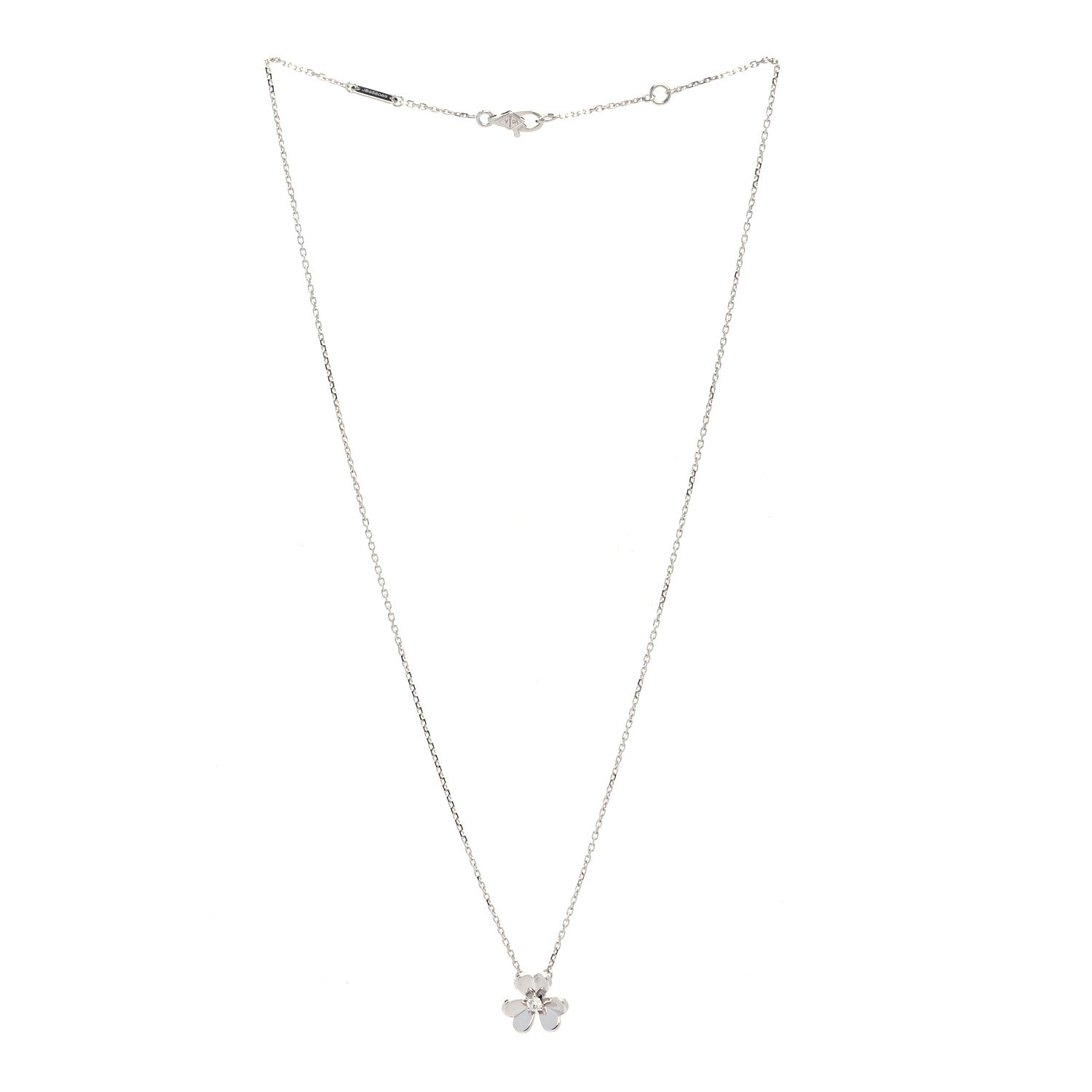 Van Cleef & Arpels 18K White Gold Diamond Mini Frivole Pendant Necklace 3 of 8