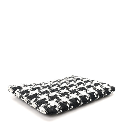 Chanel Tweed Quilted Medium Cosmetic Pouch Black Ecru White 4 of 9