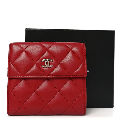 Chanel Lambskin Quilted Compact French Flap Wallet Red 10 of 10