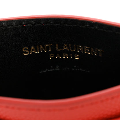 Saint Laurent Grain De Poudre Matelasse Chevron Monogram Credit Card Case Deep Mandarin 6 of 7