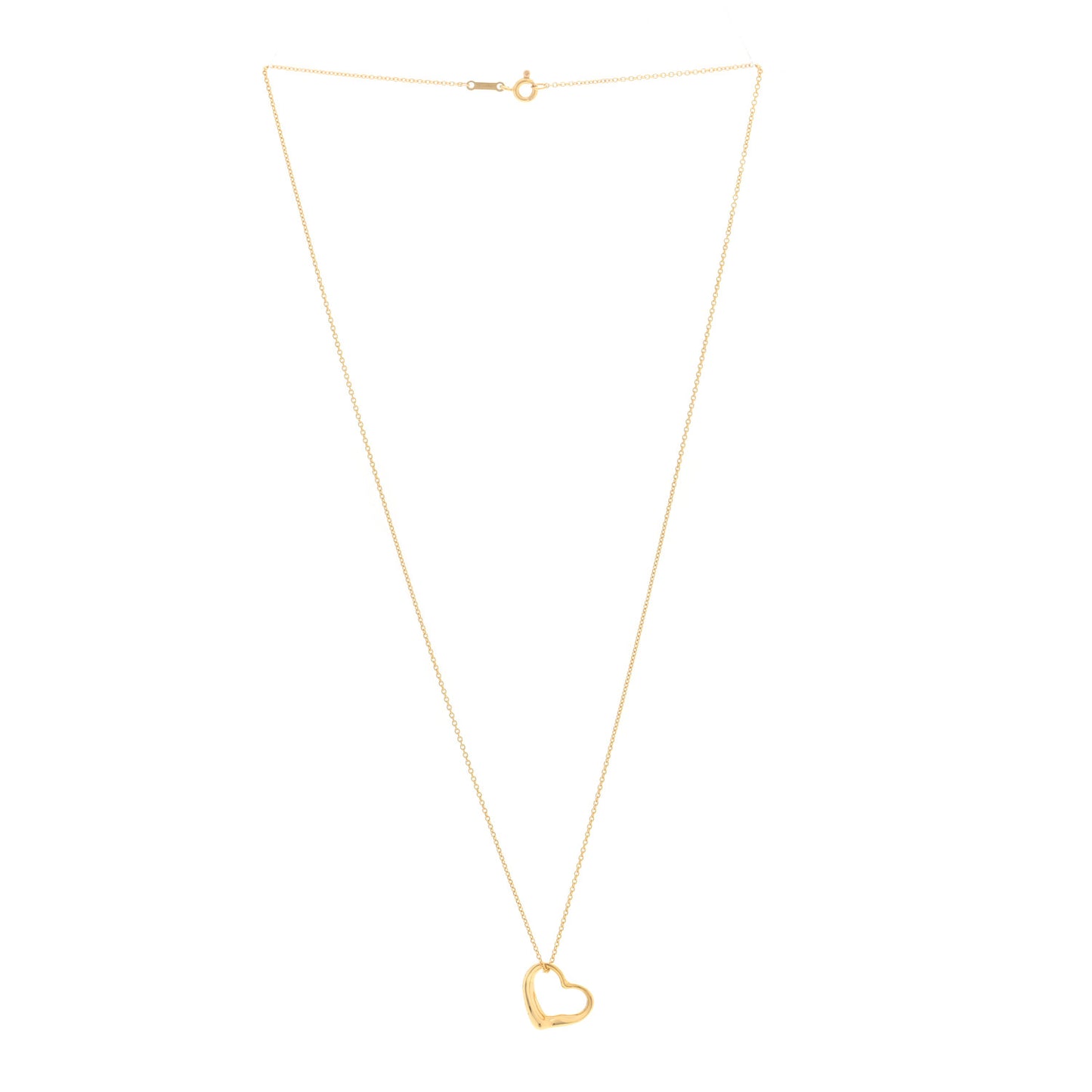 18K Yellow Gold 16mm Elsa Peretti Open Heart Pendant Necklace