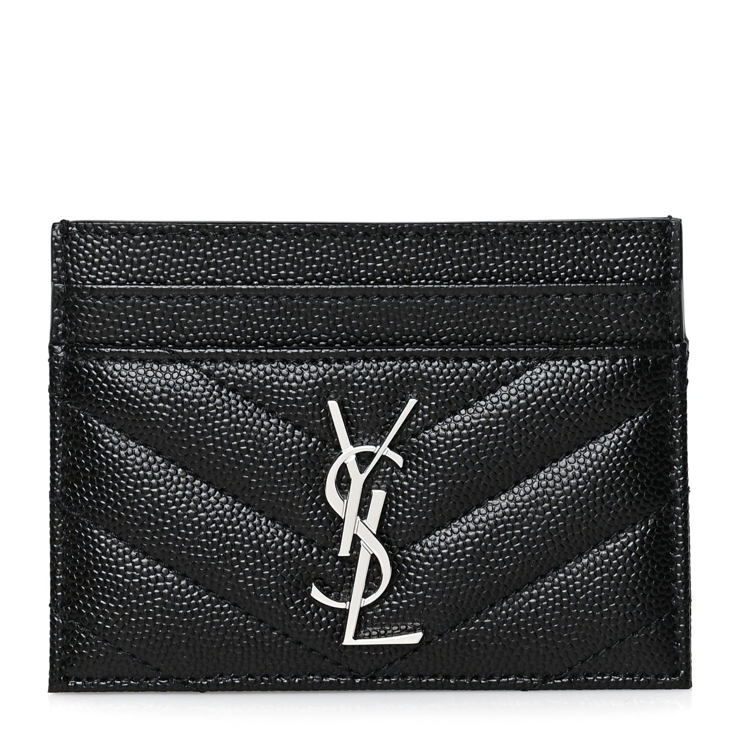 Grain De Poudre Matelasse Chevron Monogram Credit Card Case Black