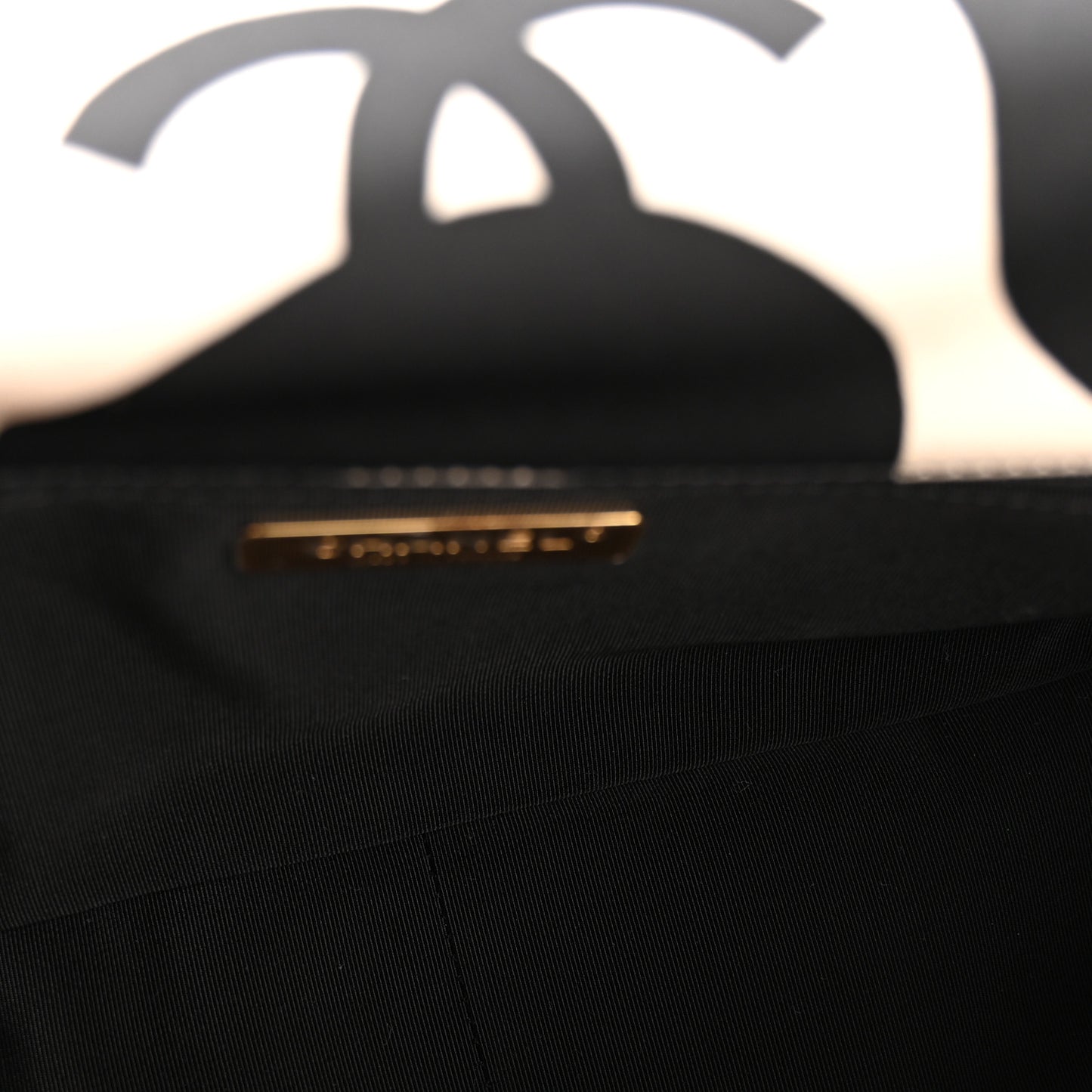 Fabric Printed Large Chanel 19 Flap Black Ecru