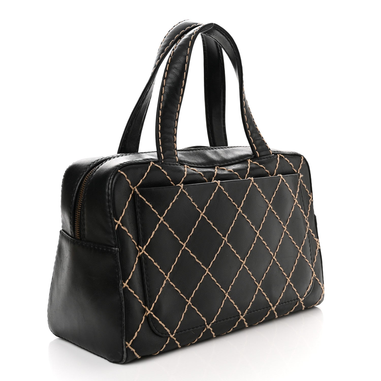 Chanel Calfskin Contrast Stitch Surpique Bowler Black 2 of 13