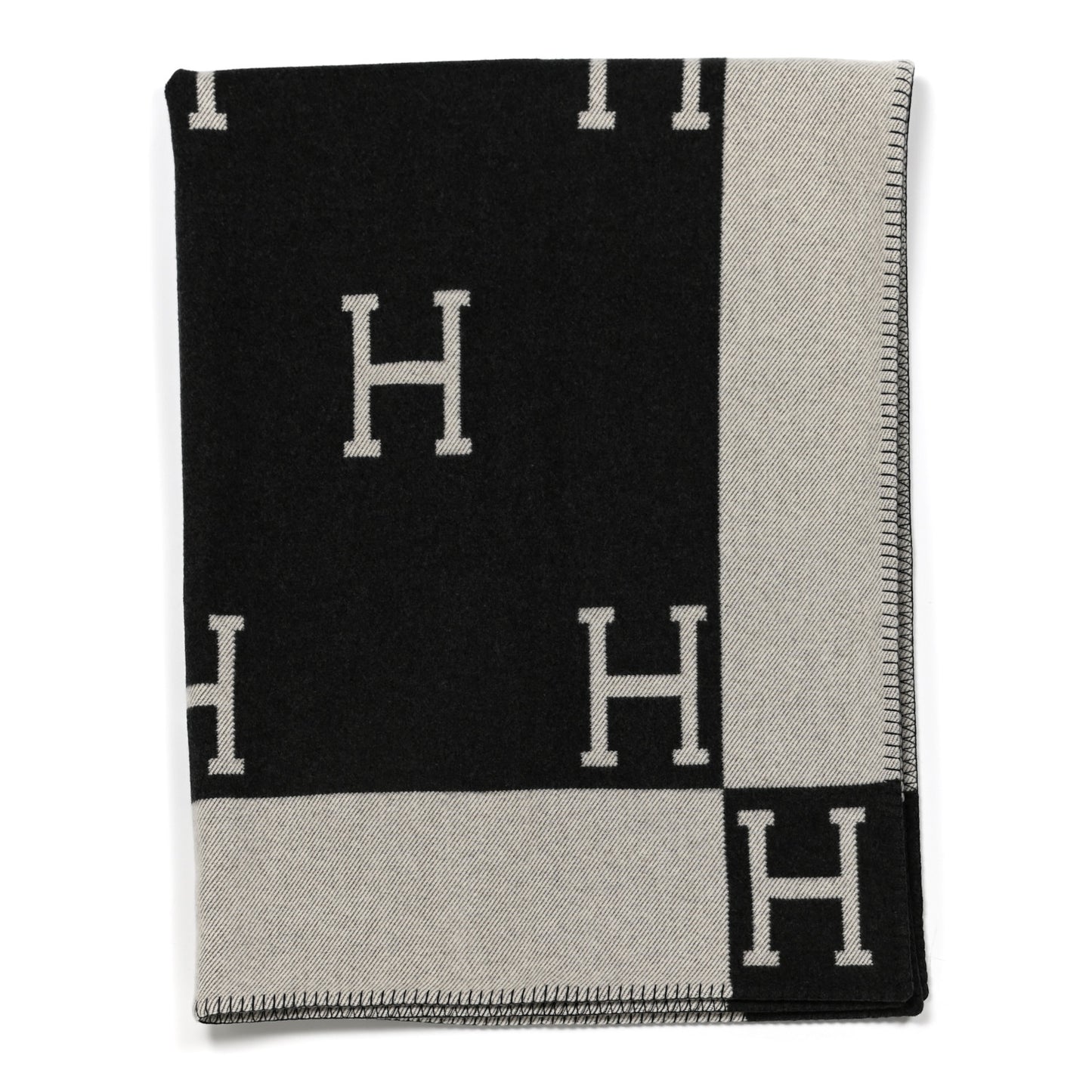 Wool Cashmere Avalon Blanket Ecru Gris Fonce