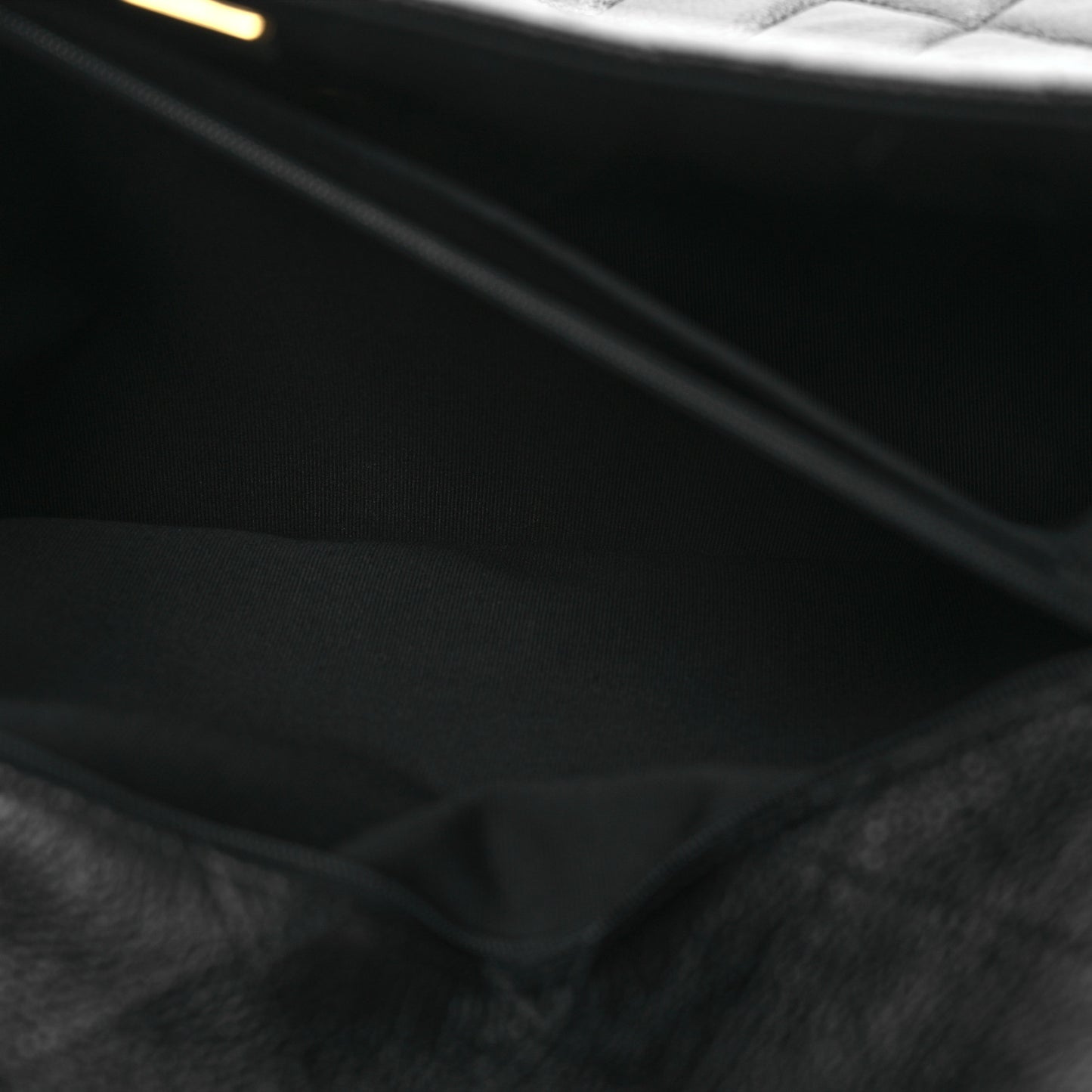Grained Calfskin Quilted XXL Travel Flap Bag Black